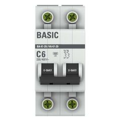 Выключатель автоматический модульный 2п C 6А 4.5кА ВА 47-29 Basic EKF mcb4729-2-06C • Купить по низкой цене в интернет-магазине СМЭК