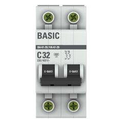 Выключатель автоматический модульный 2п C 32А 4.5кА ВА 47-29 Basic EKF mcb4729-2-32C • Купить по низкой цене в интернет-магазине СМЭК