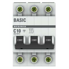 Выключатель автоматический модульный 3п C 10А 4.5кА ВА 47-29 Basic EKF mcb4729-3-10C • Купить по низкой цене в интернет-магазине СМЭК