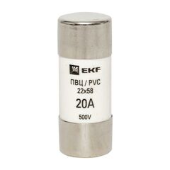 Вставка плавкая цилиндрическая ПВЦ 22х58 20А EKF pvc-22x58-20 • Купить по низкой цене в интернет-магазине СМЭК
