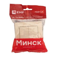 Выключатель 2-кл. СП Минск 10А IP20 беж. EKF ERV10-023-20 • Купить по низкой цене в интернет-магазине СМЭК