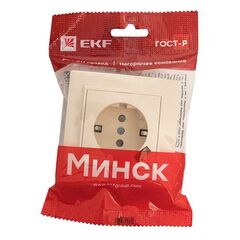 Розетка 1-м СП Минск 16А IP20 с заземл. защ. шторки с заряд. устройством USB 1А беж. EKF ERR16-028-200-USB • Купить по низкой цене в интернет-магазине СМЭК