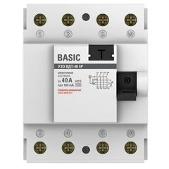 Выключатель дифференциального тока (УЗО) 4п 40А 100мА ВДТ-40 (электрон.) Basic EKF elcb-4-40-100e-sim • Купить по низкой цене в интернет-магазине СМЭК