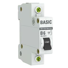 Выключатель автоматический модульный 1п B 6А 4.5кА ВА 47-29 Basic EKF mcb4729-1-06-B • Купить по низкой цене в интернет-магазине СМЭК