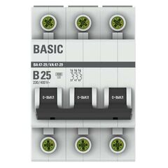 Выключатель автоматический модульный 3п B 25А 4.5кА ВА 47-29 Basic EKF mcb4729-3-25-B • Купить по низкой цене в интернет-магазине СМЭК