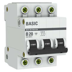 Выключатель автоматический модульный 3п B 20А 4.5кА ВА 47-29 Basic EKF mcb4729-3-20-B • Купить по низкой цене в интернет-магазине СМЭК