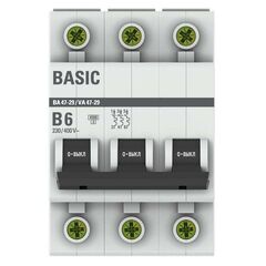 Выключатель автоматический модульный 3п B 6А 4.5кА ВА 47-29 Basic EKF mcb4729-3-06-B • Купить по низкой цене в интернет-магазине СМЭК
