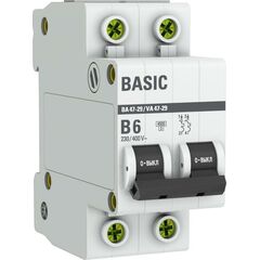 Выключатель автоматический модульный 2п B 6А 4.5кА ВА 47-29 Basic EKF mcb4729-2-06-B • Купить по низкой цене в интернет-магазине СМЭК