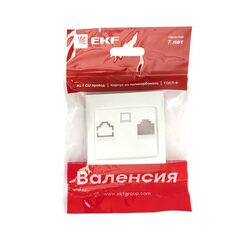 Панель лицевая Валенсия для розетки компьютерной 1-м RJ45 жемчуж. PROxima EKF ESK01-L-035-50 • Купить по низкой цене в интернет-магазине СМЭК