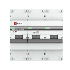 Выключатель автоматический модульный 3п D 20А 10кА ВА 47-100 PROxima EKF mcb47100-3-20D-pro • Купить по низкой цене в интернет-магазине СМЭК