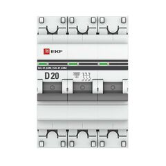 Выключатель автоматический модульный 3п D 20А 6кА ВА 47-63M с одним магнит. расцеп. EKF mcb4763m-6-3-20D-pro • Купить по низкой цене в интернет-магазине СМЭК