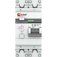 Выключатель автоматический дифференциального тока 2п C 16А 30мА тип A 6кА АД-32 защита 270В электрон. PROxima EKF DA32-6-16-30-a-pro • Купить по низкой цене в интернет-магазине СМЭК