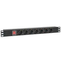 Блок PDU TERACOM PRO 19дюйм 1U 10А 250В 7-м Schuko с выкл. без шнура питания вх. разъем C14 алюм. черн. EKF TRP-HPD-LS-10A-7SH-C14 • Купить по низкой цене в интернет-магазине СМЭК