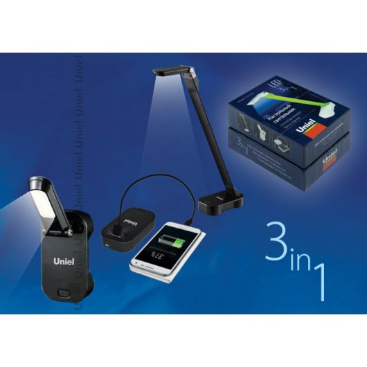 Купить Светильник настольный трансформируемый TLD-530 Black/LED/200Lm/6400K/Ppower bank для зарядки, черный в интернет-магазине СМЭК