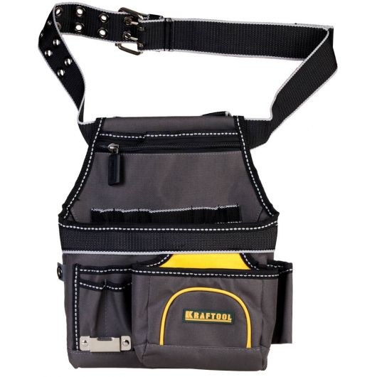 Купить Поясная сумка KRAFTOOL Industrie с ремнем 9 карманов петля для крепления рулетки 38743 в интернет-магазине СМЭК