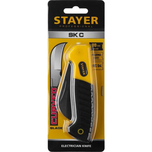Монтерский складной нож изогнутое лезвие STAYER 45409, изображение 3 • Купить по низкой цене в интернет-магазине СМЭК