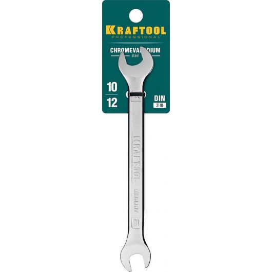 Рожковый гаечный ключ KRAFTOOL 10 x 12 мм 27033-10-12 • Купить по низкой цене в интернет-магазине СМЭК