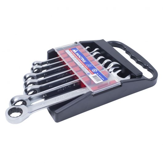МАСТАК Набор комбинированных трещоточных ключей, 8-19 мм, 7 предметов, изображение 2 • Купить по низкой цене в интернет-магазине СМЭК