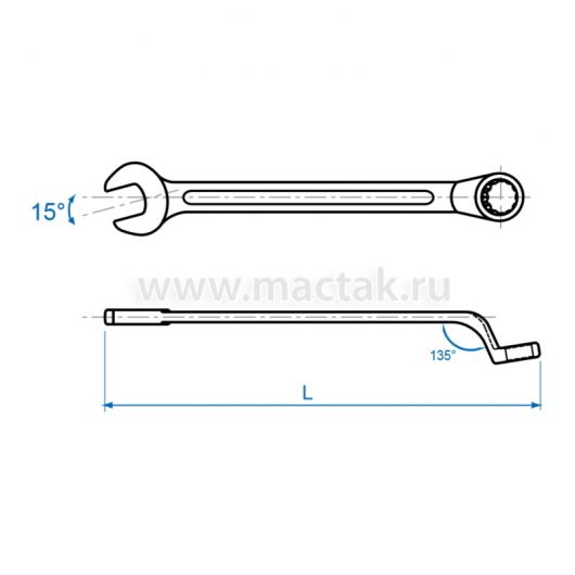 KING TONY Ключ комбинированный 16 мм, 45° • Купить по низкой цене в интернет-магазине СМЭК