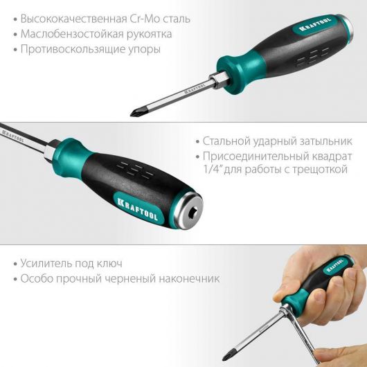KRAFTOOL PH1х80мм, отвертка ударная X-DRIVE PLUS 250034-1, изображение 4 • Купить по низкой цене в интернет-магазине СМЭК