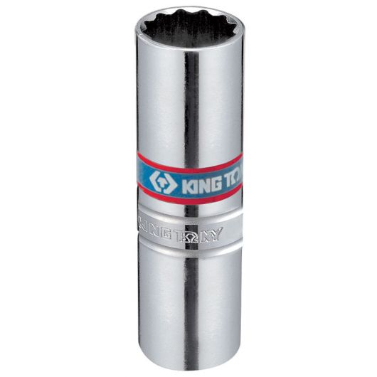 KING TONY Головка свечная двенадцатигранная 3/8", 14 мм, пружинный фиксатор • Купить по низкой цене в интернет-магазине СМЭК
