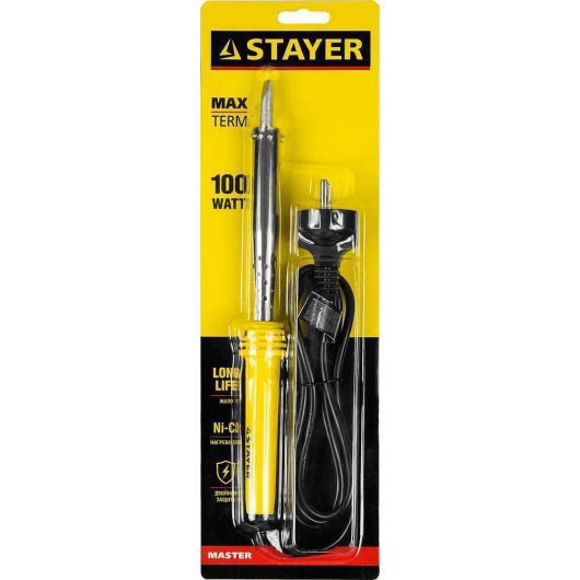 Электропаяльник STAYER Maxterm 100Вт 220В клин пластиковая рукоятка 55305-100, изображение 4 • Купить по низкой цене в интернет-магазине СМЭК