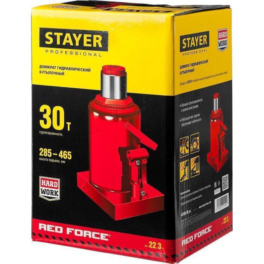 Гидравлический бутылочный домкрат STAYER  RED FORCE 30т 285-465 мм  43160-25, изображение 7 • Купить по низкой цене в интернет-магазине СМЭК