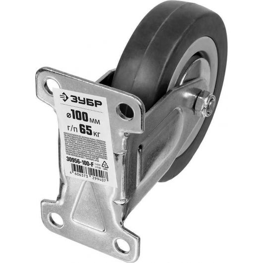 Неповоротное колесо ЗУБР резина/полипропилен d=100 мм г/п 65 кг 30956-100-F, изображение 6 • Купить по низкой цене в интернет-магазине СМЭК