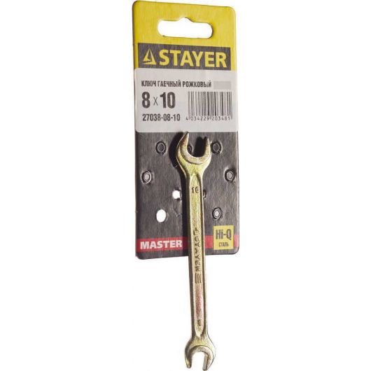 Рожковый гаечный ключ STAYER 8 x 10 мм 27038-08-10, изображение 2 • Купить по низкой цене в интернет-магазине СМЭК