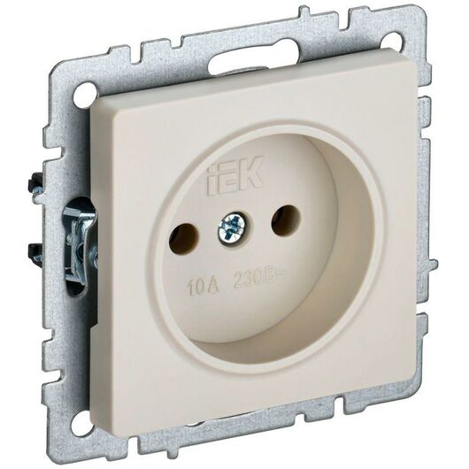 Розетка BRITE РС10-1-0-БрКр 10А без заземл. без защ. шторок беж. IEK BR-R10-10-K10 • Купить по низкой цене в интернет-магазине СМЭК