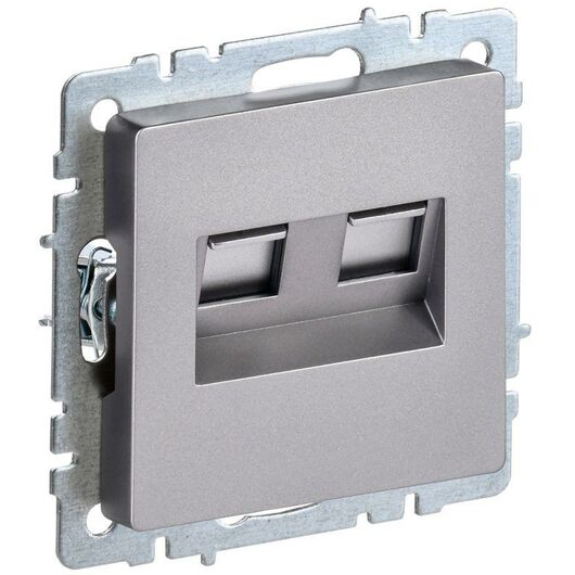 Розетка компьютерная двойная СП RJ45 кат.5E BRITE РК10-2-БрС сталь IEK BR-K20-1-K46 • Купить по низкой цене в интернет-магазине СМЭК