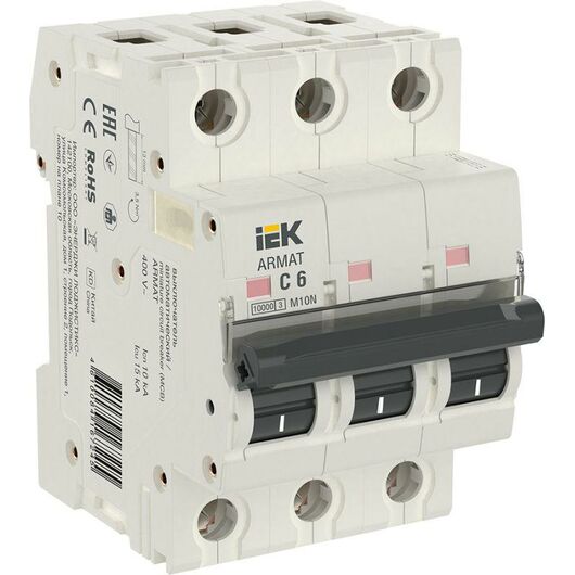 Выключатель автоматический модульный 3п C 6А M10N ARMAT IEK AR-M10N-3-C006 • Купить по низкой цене в интернет-магазине СМЭК