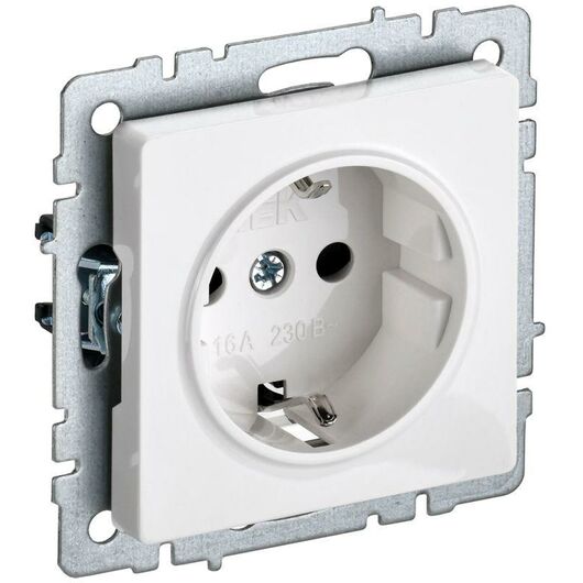 Розетка BRITE РС14-1-0-БрБ 16А с заземл. защ. шторки бел. IEK BR-R14-16-K01 • Купить по низкой цене в интернет-магазине СМЭК