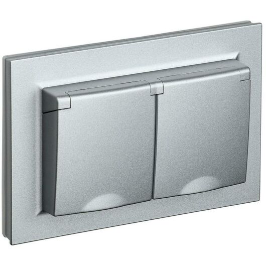 Розетка 2-м СП BRITE РСбш12-3-44-БрА 16А в сборе IP44 с крышкой алюм. IEK BR-R26-16-44-K47-F • Купить по низкой цене в интернет-магазине СМЭК