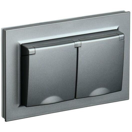 Розетка 2-м СП BRITE РСбш12-3-44-БрС 16А в сборе IP44 с крышкой сталь IEK BR-R26-16-44-K46-F • Купить по низкой цене в интернет-магазине СМЭК