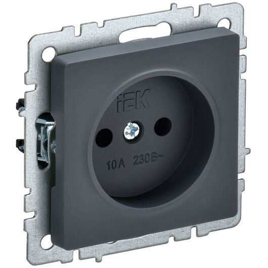 Розетка BRITE РС10-1-0-БрГ 10А без заземл. без защ. шторок графит IEK BR-R10-10-K53 • Купить по низкой цене в интернет-магазине СМЭК