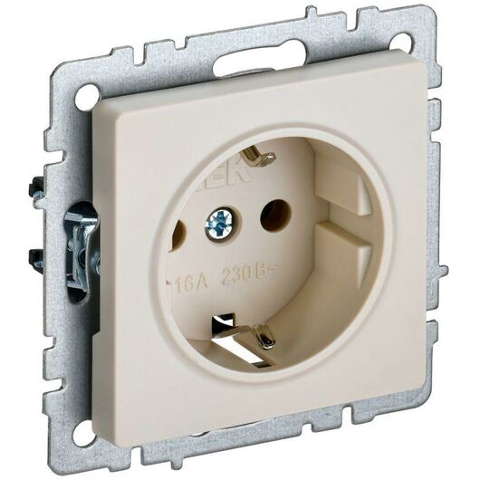 Розетка BRITE РС14-1-0-БрКр 16А с заземл. защ. шторки беж. IEK BR-R14-16-K10 • Купить по низкой цене в интернет-магазине СМЭК