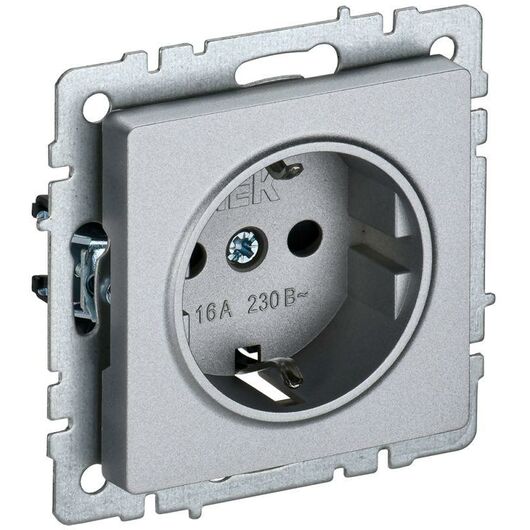 Розетка BRITE РС14-1-0-БрА 16А с заземл. защ. шторки алюм. IEK BR-R14-16-K47 • Купить по низкой цене в интернет-магазине СМЭК
