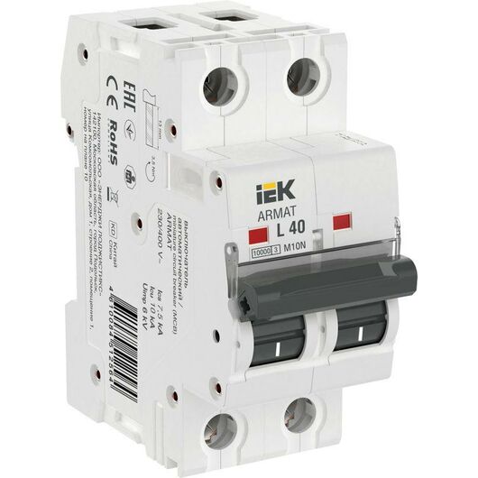 Выключатель автоматический модульный 2п L 40А M10N ARMAT IEK AR-M10N-2-L040 • Купить по низкой цене в интернет-магазине СМЭК