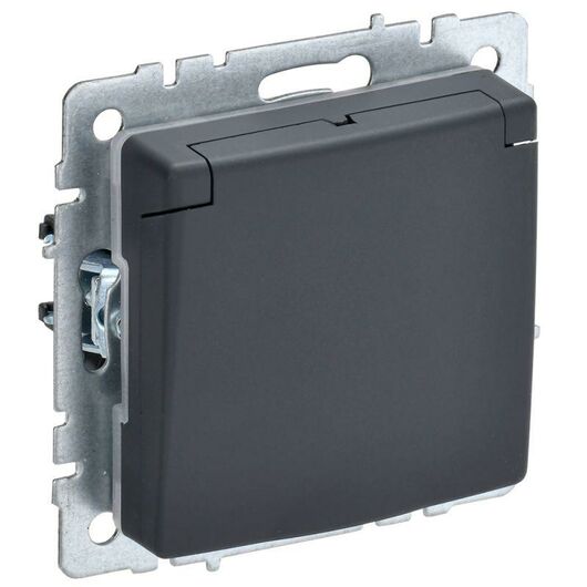 Розетка BRITE РСбш10-3-44-БрГ 16А IP44 с заземл. защ. шторки с крышкой графит IEK BR-R16-16-44-K53 • Купить по низкой цене в интернет-магазине СМЭК