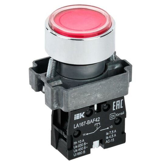 Кнопка LA167-BAF42 d22мм 1р красн. IEK BBT20-BAF42-2-22-67-K04 • Купить по низкой цене в интернет-магазине СМЭК