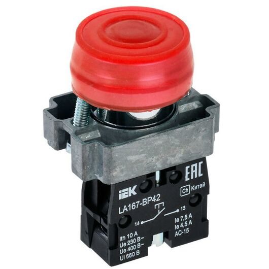 Кнопка LA167-BP42 d22мм 1р красн. IEK BBT20-BP42-2-22-67-K04 • Купить по низкой цене в интернет-магазине СМЭК