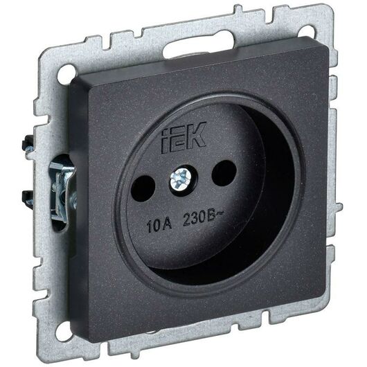 Розетка BRITE РС10-1-0-БрЧ 10А без заземл. без защ. шторок черн. IEK BR-R10-10-K02 • Купить по низкой цене в интернет-магазине СМЭК
