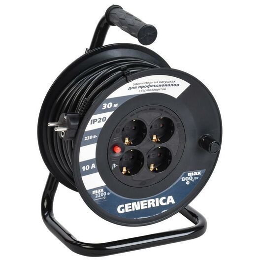 Удлинитель на катушке 4х30м 10А IP20 УК30 2P+PE 3х1 термозащита GENERICA IEK WKP10-10-04-30-G • Купить по низкой цене в интернет-магазине СМЭК