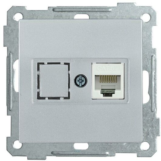 Розетка компьютерная СП Bolero РК10-1-Б RJ45 кат.5E механизм серебр. IEK EKB15-01-K23 • Купить по низкой цене в интернет-магазине СМЭК