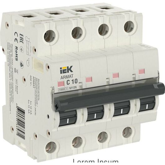 Выключатель автоматический модульный 4п C 10А M10N ARMAT IEK AR-M10N-4-C010 • Купить по низкой цене в интернет-магазине СМЭК