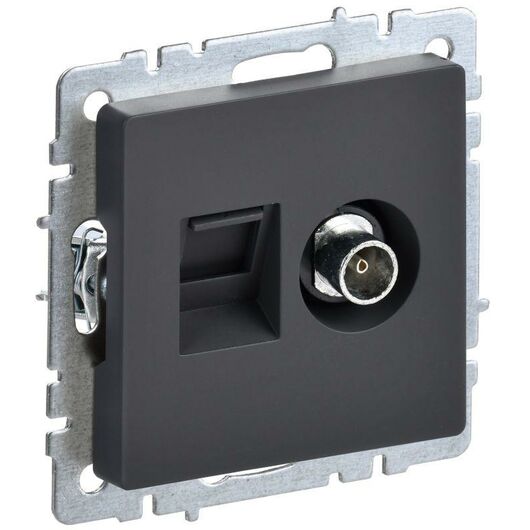 Розетка компьютерная + телевизионная 2-м BRITE РТВ/РК12-БрГ RJ45 кат.5E + TV графит IEK BR-AK20-1-K5 • Купить по низкой цене в интернет-магазине СМЭК