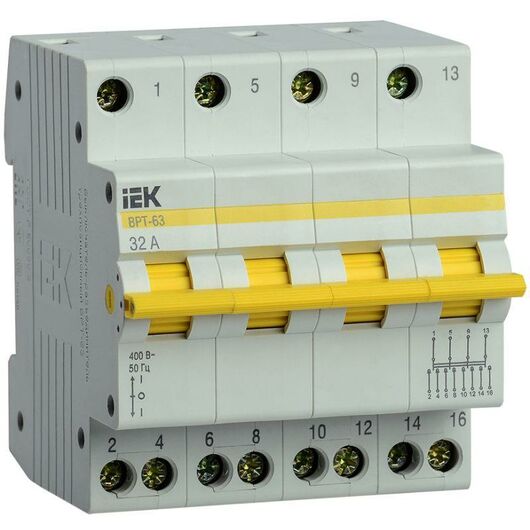 Выключатель-разъединитель трехпозиционный 4п ВРТ-63 32А IEK MPR10-4-032 • Купить по низкой цене в интернет-магазине СМЭК