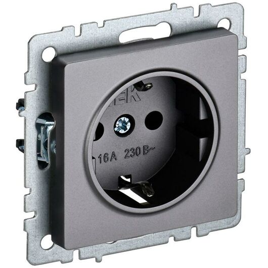 Розетка BRITE РС11-1-0-БрС 16А с заземл. без защ. шторки сталь IEK BR-R11-16-K46 • Купить по низкой цене в интернет-магазине СМЭК