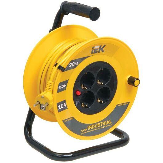 Удлинитель на катушке 4х20м с заземл. 10А IP20 Industrial УК20 3х1 термозащита IEK WKP14-10-04-20 • Купить по низкой цене в интернет-магазине СМЭК